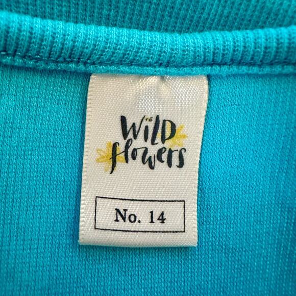 Wildflowers Back to School Recess Rib Tank Top Blue Ruffle Sleeve Rainbow 14 - Picture 6 of 7